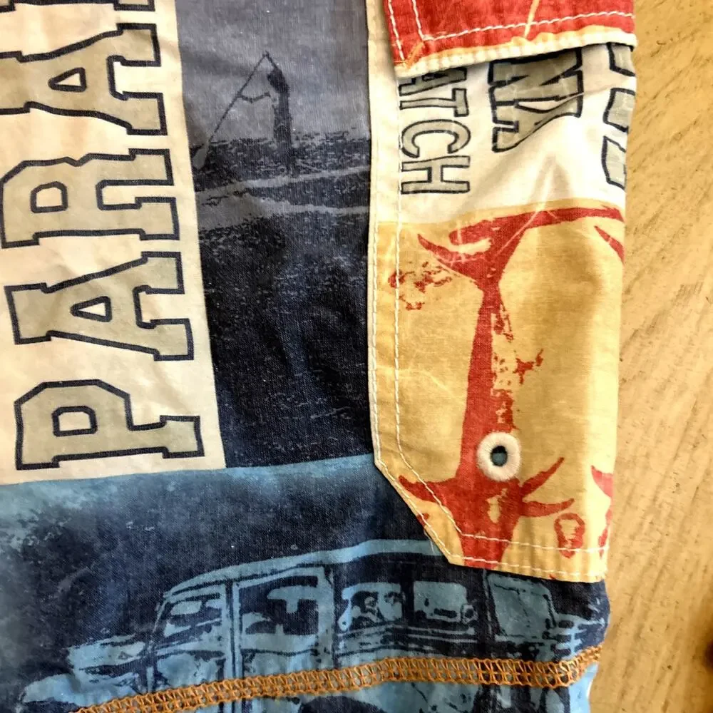 Tommy Bahama Mens Swim Trunks XL 90s graphic print Shark Fish surf beach resort